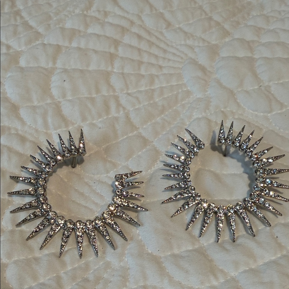 Silver and Crystal Spike Earrings